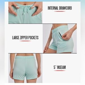 Mint‎ Green Athletic Shorts with Pockets & Elastic waistband.